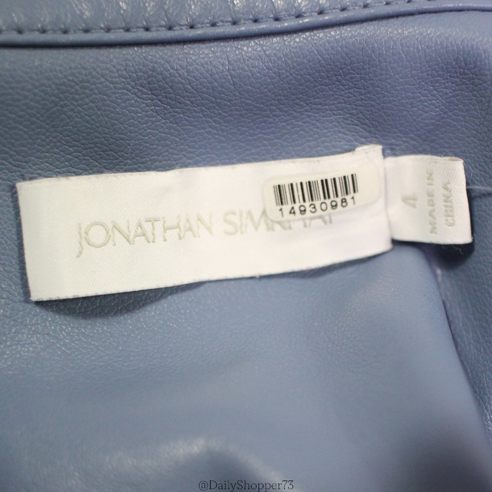 Jonathan Simkhai "Shaelyn" Faux Leather Powder Blue Cutout Shirt Dress - Picture 7 of 10
